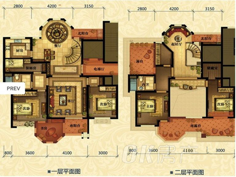 一期3号楼顶跃户型六室三厅一厨两卫